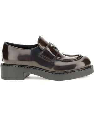 Prada Leather Logo Loafers - White