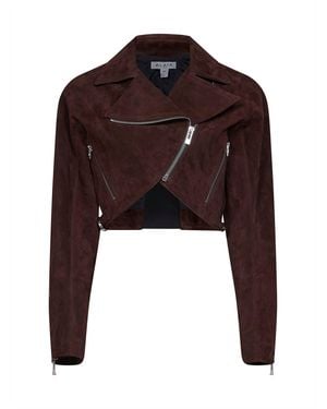 Alaïa Suede Cropped Biker Jacket - Red