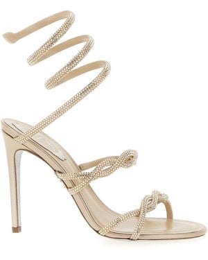 Rene Caovilla Satin Stiletto Heel Sandals - Metallic
