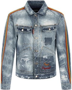 DSquared² La Jean Denim Jacket Cotton Down Jacket, Parka, Casual - Blue