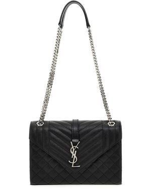 Saint Laurent Envelope Midi Crossbody Bag - Black