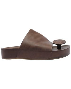 Uma Wang Round Slide Sandals - Brown