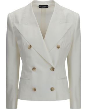 Dolce & Gabbana Double-Breasted Blazer Cotton; Silk Blazers & Vests - Grey