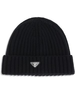 Prada Virgin Wool Beanie Hat Fleece Ovis Aries E Hairbands - Black