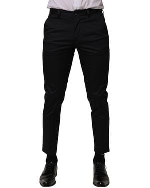 Dolce & Gabbana Dark Cotton Skinny Dress Trouser Trousers Elastane - Black