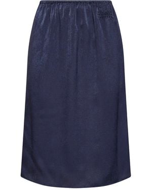 MM6 by Maison Margiela Midnight Velvet-Effect Satin Midi Skirt - Blue