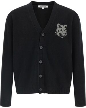 Maison Kitsuné 'Fox Head' Cardigan - Black