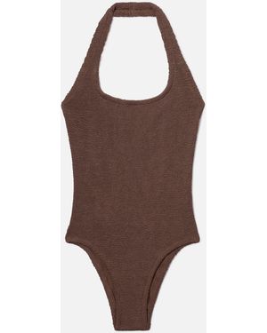 MC2 Saint Barth Aria One-Piece Swimsuit Crinkle Fabric One Piece - Brown