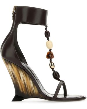 Ferragamo Leather Selene Sandals - Black
