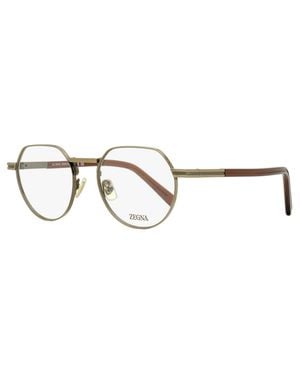 ZEGNA Rounded Geometric Eyeglasses Ez5286 038 Bronze- 51Mm Metal/Plastic (Acetate) - Black
