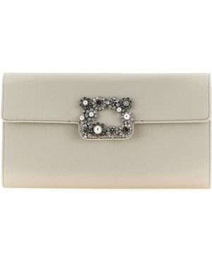 Roger Vivier Efflorescence Clutch Viscose - Grey
