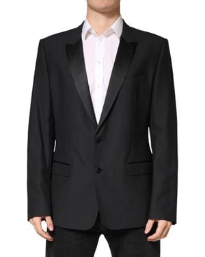 Dolce & Gabbana Martini Single Breasted Jacket Blazer Virgin Wool Silk Polyester Clothing - Black