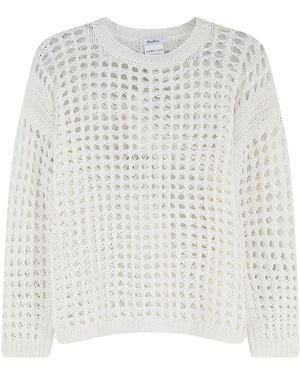 Max Mara Mxpfebe Perforated Cotton Jumper - White