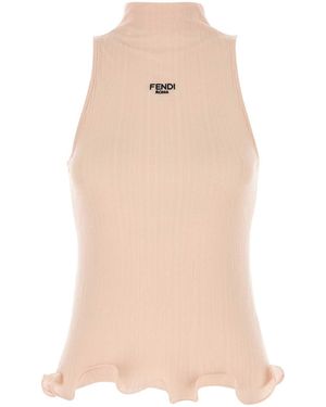 Fendi Light Cotton Tank Top - Natural