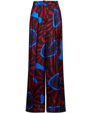 Dries Van Noten Marbled Clay-Print Twill Pamplona Wide Pants - Blue