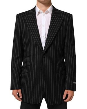 Dolce & Gabbana Stripes 2 Buttons Suit Jacket Blazer Pl+Wo - Black