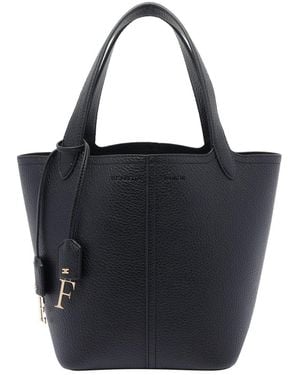 Elisabetta Franchi Logo Charms Small Tote Bag - Black