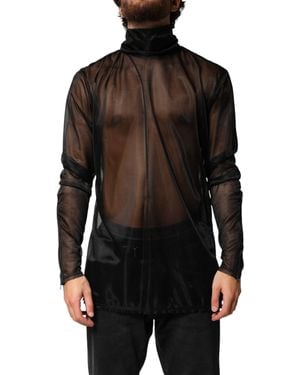 Dolce & Gabbana Sheer Long Sleeves Turtleneck Top - Black