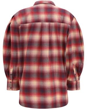 Ganni Cotton Flannel Check Shirt - Red