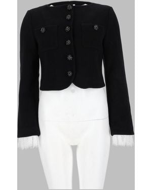 Self-Portrait Padded Wool Blend Jacket - Black