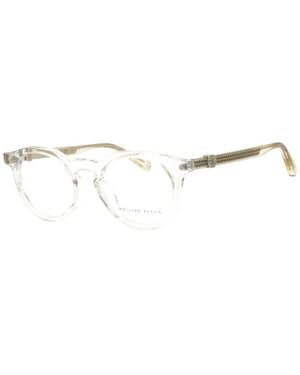 Philipp Plein Eyeglasses Round Full Rim, Shiny Transparent Frame And Clear Demo Lenses Lens Vpp060M880Y - Metallic