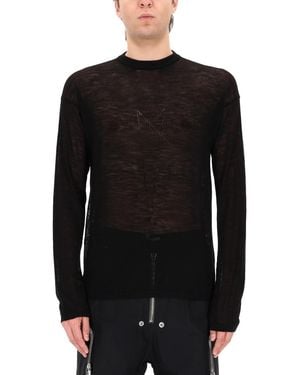 Rick Owens Penta Sheer Pull Jumper New Wool Jumpers - Black