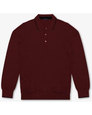 Larusmiani Long Sleeve Polo Shirt Sweater - Red