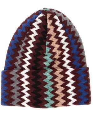 Missoni Knitted Beanie Wool Blend Acrylic Hat - Red