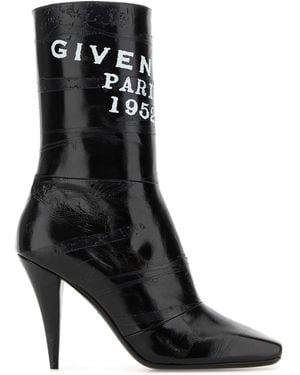 Givenchy Leather Sliced Square Tape Ankle Boots - Black