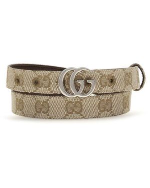 Gucci Beige Fabric Thin Belt - Metallic