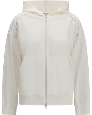Brunello Cucinelli Cotton Hoodie Cotton; Elastane Sweatshirts - White