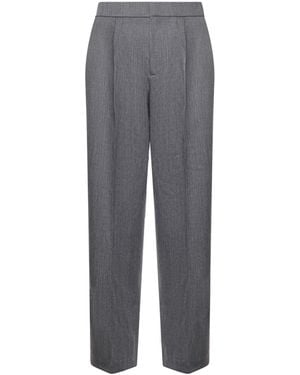 Bonsai Wool Blend Trousers With Pleats - Grey
