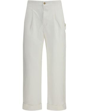 Umit Benan Cotton Carpenter Trousers Cotton; Elastane - White
