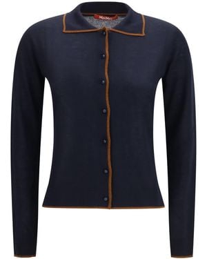 Max Mara Msttarga Cardigan Silk; Wool Ovis Aries - Blue