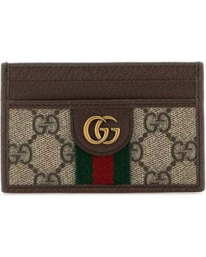 Gucci Printed Canvas Card Holder - Brown