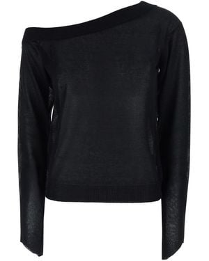 FEDERICA TOSI One-Shoulder Jumper With Ribbed Finishes - Black