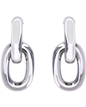 Rabanne Double Xl Link Earrings Resin; Alluminio - White