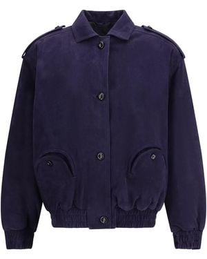 Blazé Milano Blaz㨠Milano Viva Charlie Suede Bomber Jacket - Blue