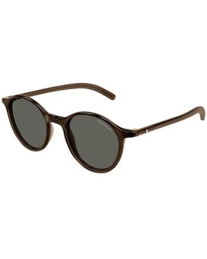 Montblanc Sunglasses Round Full Rim, Shiny Frame And Lens Mb0324S002 - Brown