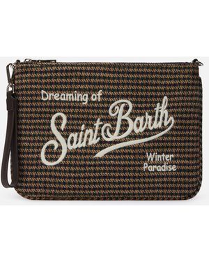 MC2 Saint Barth Parisienne Wool Crossbody Bag Houndstooth Blend Pochette - Black