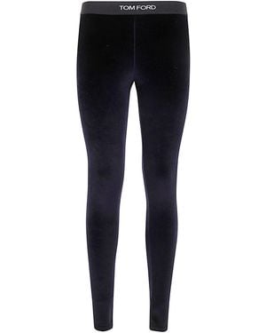 Tom Ford Stretch Lustrous Velour Signature Leggings - Black