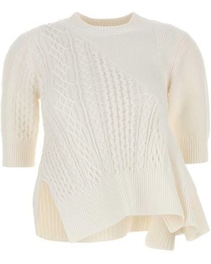 Sacai Cotton Blend Sweater - White