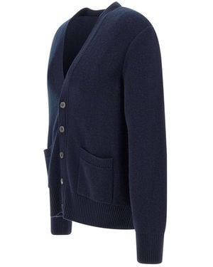 Thom Browne Washed Stitch Knitted Cardigan - Blue