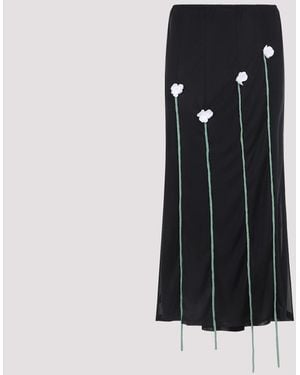 Moschino Midi Skirt Flower Details - Black