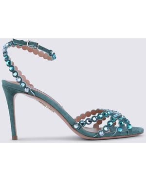 Aquazzura Leather Tequila Sandals 85 - Blue