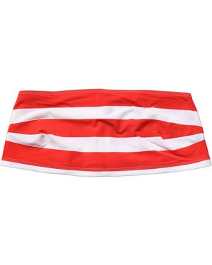 Dolce & Gabbana Nylon Striped Ribbed Tube Crop Top And Elastane - Red