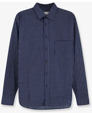 Walk In Paris Cotton Shirt With Plaid Print - Blue