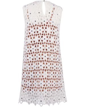 Michael Kors Faux Crochet Mini Dress Polyester - White