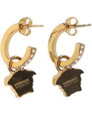 Versace Drop Earrings Medusa Head Metal - White