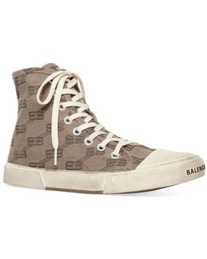 Balenciaga Paris Bb Monogram Logo Hi-Top Trainers Shoes - White